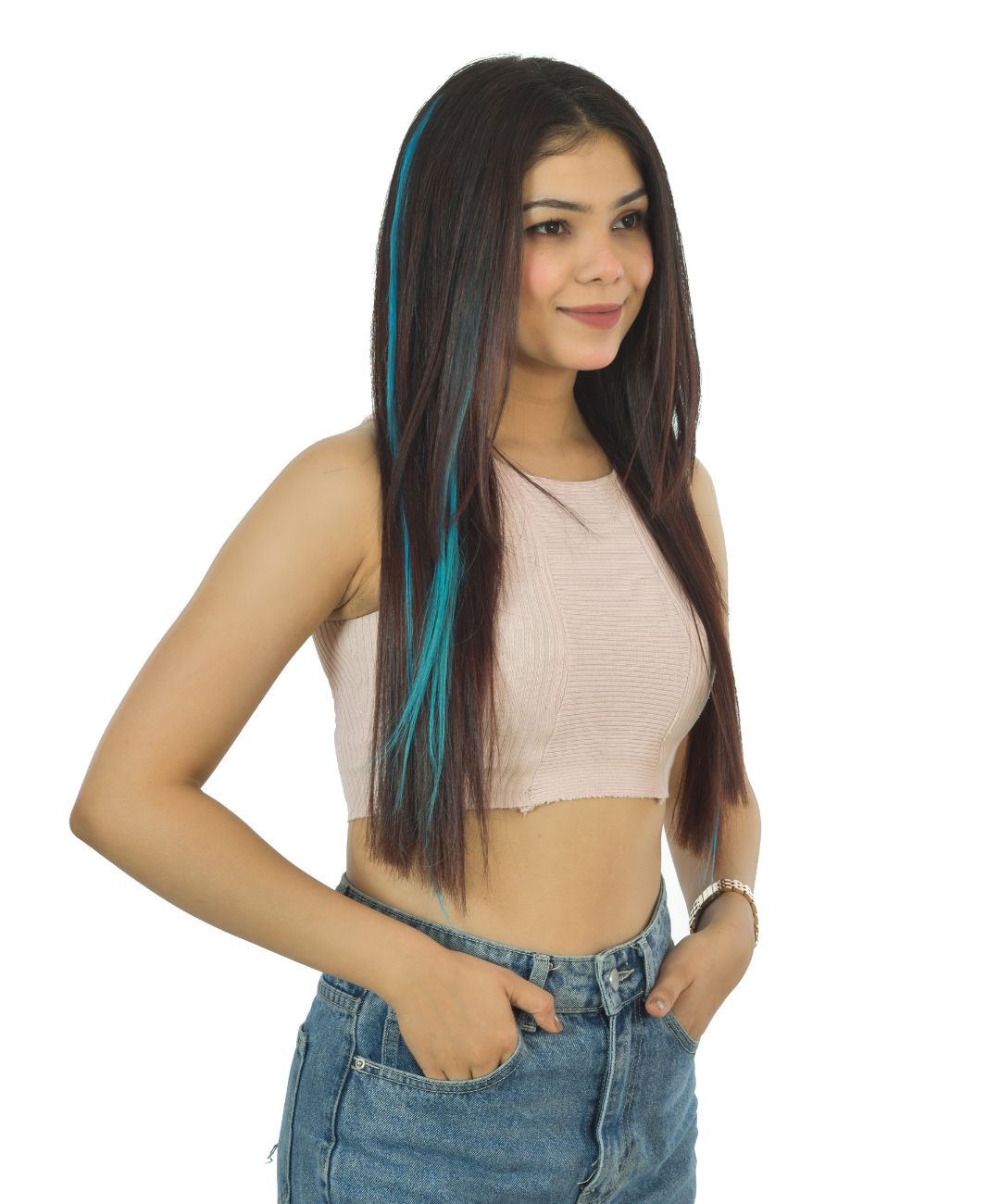 Buy LYTIX Neon Blue Synthetic Straight Single Clip Hair Streak Color Hair  Extension 18 inch (Pack of 2) Online at Best Prices in India - JioMart.
